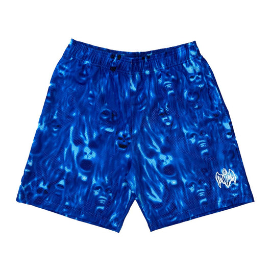 Warren Lotas Skulls Blue Mesh Shorts